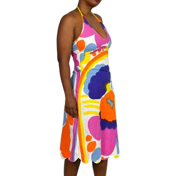 Vintage Marimekko Karuselli Halter Dress Pink Abstract Print Y2K Slip Shift 8 - Picture 3 of 16